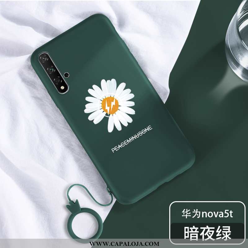 Capas Huawei Nova 5t Protetoras Crisântemo Soft Verde, Capa Huawei Nova 5t Silicone Promoção