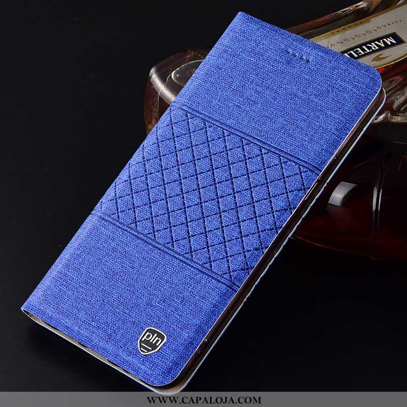 Capas Huawei P Smart Protetoras Couro Azul Telemóvel, Capa Huawei P Smart Linho Baratas