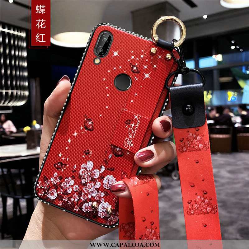 Capas Huawei P Smart+ Tendencia Silicone Telemóvel Antiqueda Vermelho, Capa Huawei P Smart+ Soft Bar