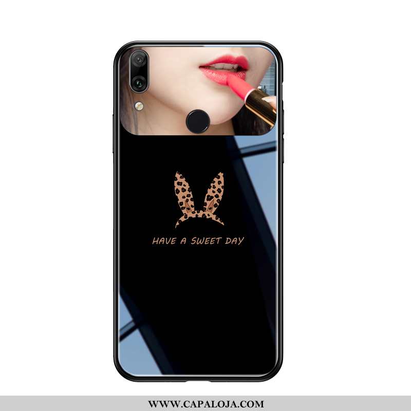 Capas Huawei P Smart+ Tendencia Silicone Vermelha Leopardo Preto, Capa Huawei P Smart+ Soft Baratos