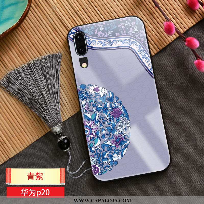 Capas Huawei P20 Criativas Azul Midi Cordao, Capa Huawei P20 Vidro Online