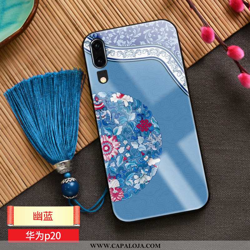 Capas Huawei P20 Criativas Azul Midi Cordao, Capa Huawei P20 Vidro Online