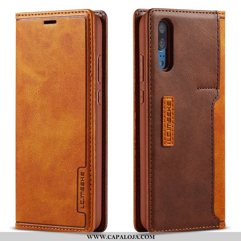 Capas Huawei P20 Estiloso Frente E Verso Antiqueda Bordô, Capa Huawei P20 Couro Genuíno Online