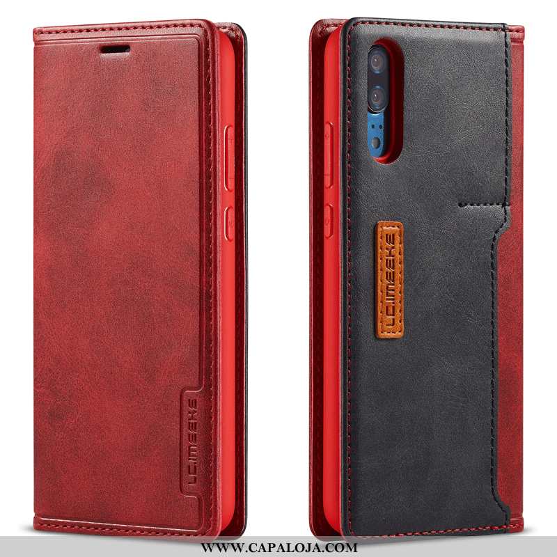 Capas Huawei P20 Estiloso Frente E Verso Antiqueda Bordô, Capa Huawei P20 Couro Genuíno Online