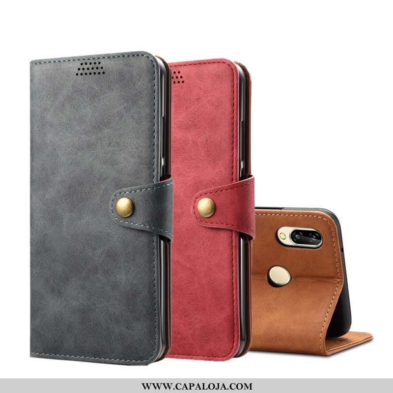 Capas Huawei P20 Lite Couro Antiqueda Telemóvel Cinza, Capa Huawei P20 Lite Protetoras Barato