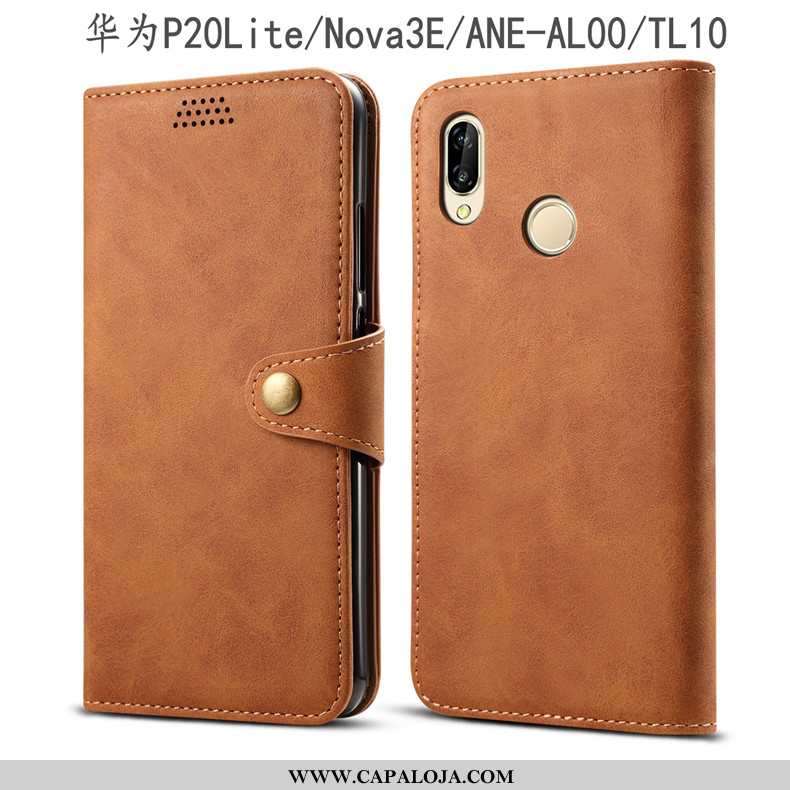 Capas Huawei P20 Lite Couro Antiqueda Telemóvel Cinza, Capa Huawei P20 Lite Protetoras Barato