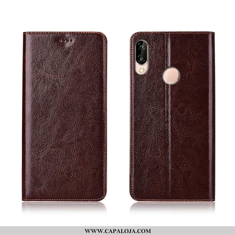 Capas Huawei P20 Lite Couro Completa Tigrada Nova Castanho, Capa Huawei P20 Lite Soft Baratos