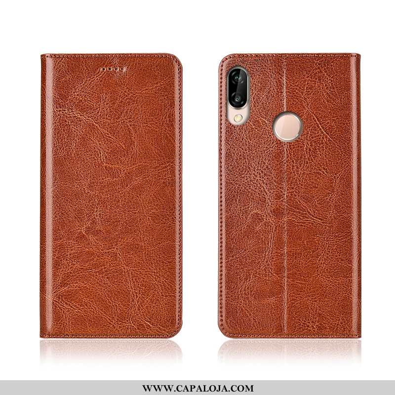 Capas Huawei P20 Lite Couro Completa Tigrada Nova Castanho, Capa Huawei P20 Lite Soft Baratos