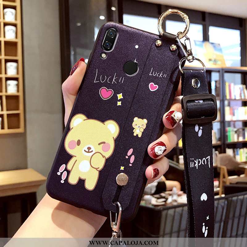 Capas Huawei P20 Lite Desenho Animado Completa Feminino Wrisband Preto, Capa Huawei P20 Lite Tendenc