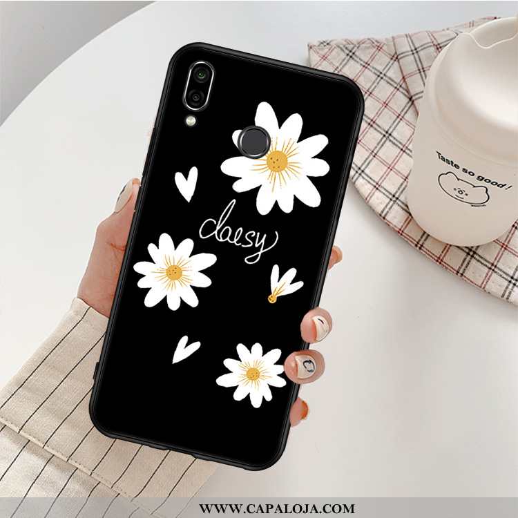 Capas Huawei P20 Lite Personalizado Preto Pequena Crisântemo, Capa Huawei P20 Lite Desenho Animado V