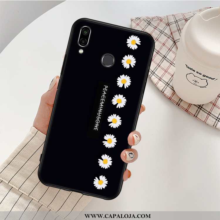 Capas Huawei P20 Lite Personalizado Preto Pequena Crisântemo, Capa Huawei P20 Lite Desenho Animado V