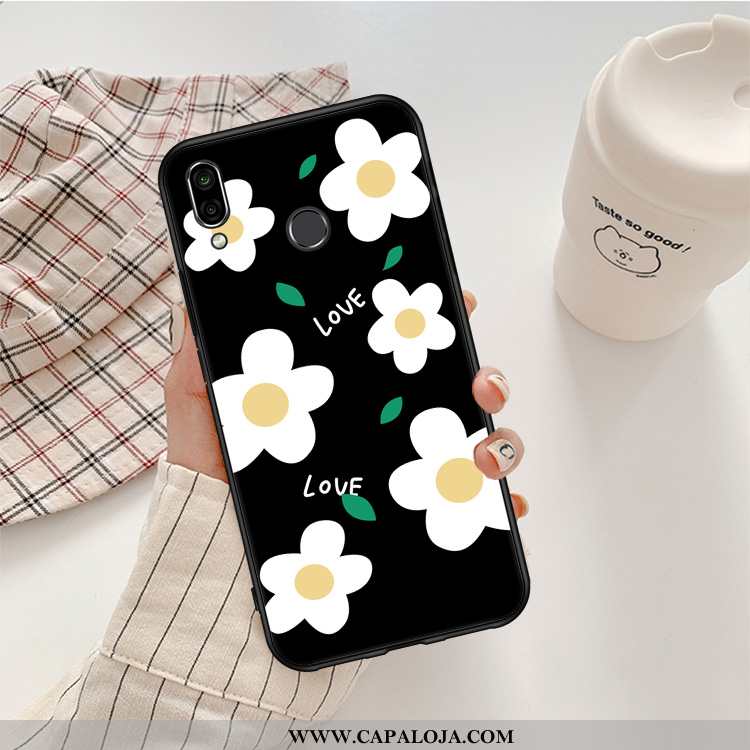 Capas Huawei P20 Lite Personalizado Preto Pequena Crisântemo, Capa Huawei P20 Lite Desenho Animado V