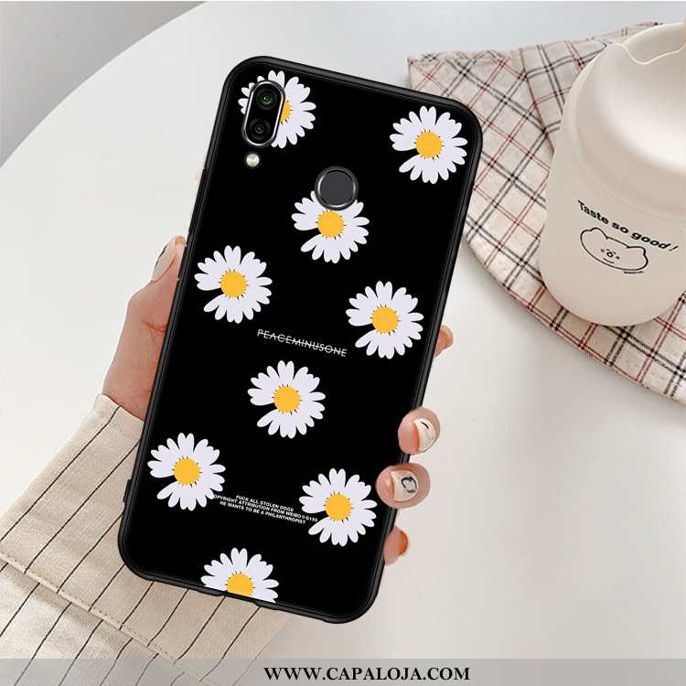 Capas Huawei P20 Lite Personalizado Preto Pequena Crisântemo, Capa Huawei P20 Lite Desenho Animado V