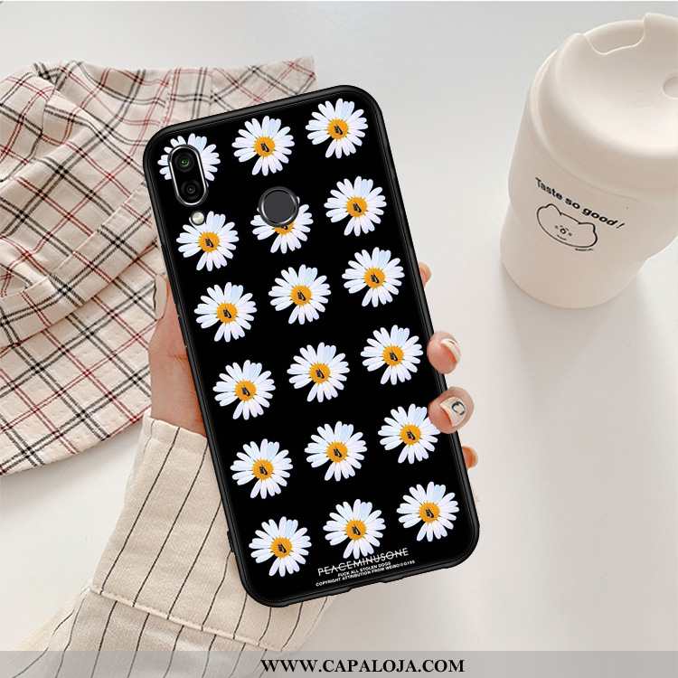 Capas Huawei P20 Lite Personalizado Preto Pequena Crisântemo, Capa Huawei P20 Lite Desenho Animado V