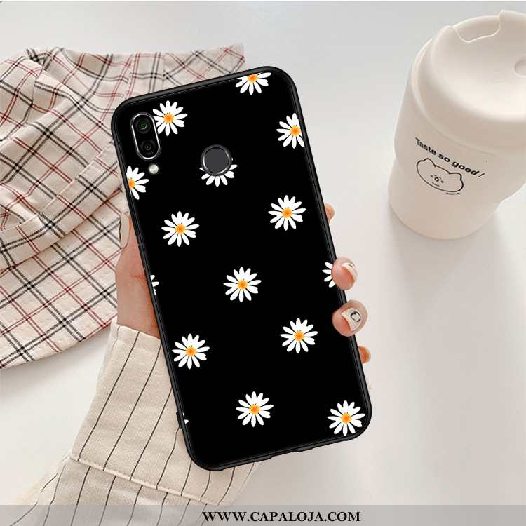 Capas Huawei P20 Lite Personalizado Preto Pequena Crisântemo, Capa Huawei P20 Lite Desenho Animado V