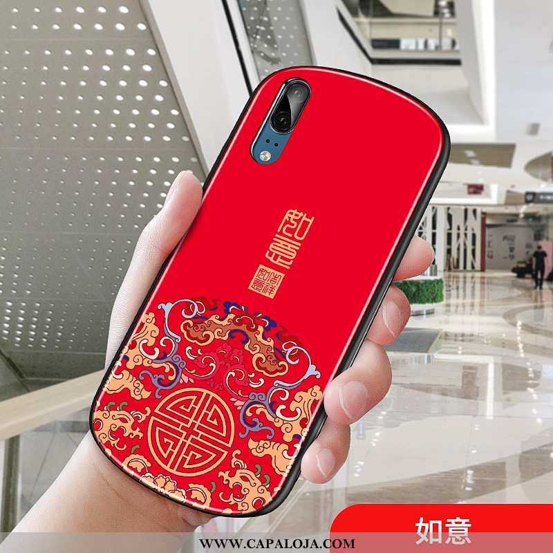 Capas Huawei P20 Vintage Protetoras Azul Escuro Redondo, Capa Huawei P20 Tendencia Promoção