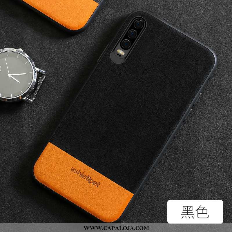 Capas Huawei P30 Couro Legitimo Vaca Costura Feminino Cinza, Capa Huawei P30 Slim Baratas