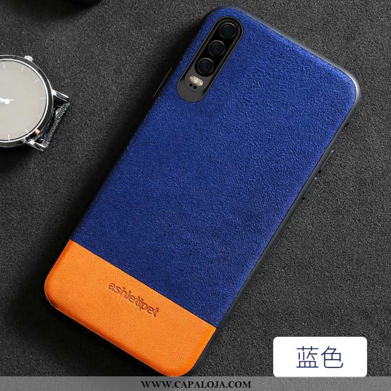 Capas Huawei P30 Couro Legitimo Vaca Costura Feminino Cinza, Capa Huawei P30 Slim Baratas