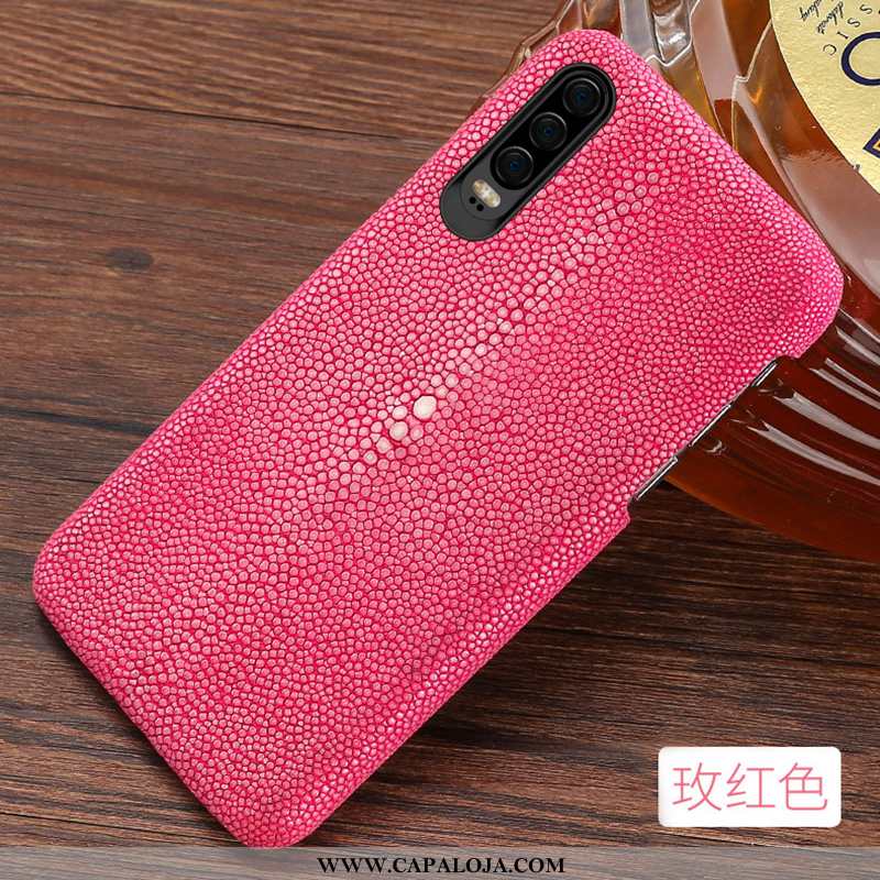 Capas Huawei P30 Criativas Nova Couro Pérola Rosa, Capa Huawei P30 Couro Legitimo Barato