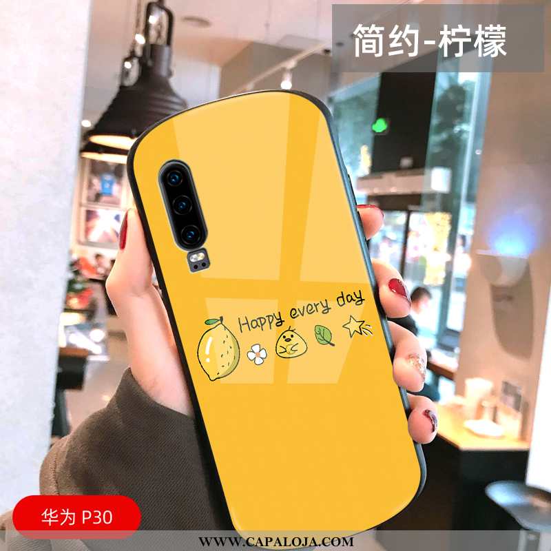 Capas Huawei P30 Desenho Animado Antiqueda Feminino Moda Amarelo, Capa Huawei P30 Tendencia Baratos