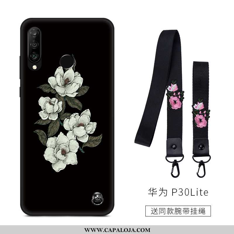 Capas Huawei P30 Lite Criativas Preto Minimalista Antiqueda, Capa Huawei P30 Lite Desenho Animado Ba