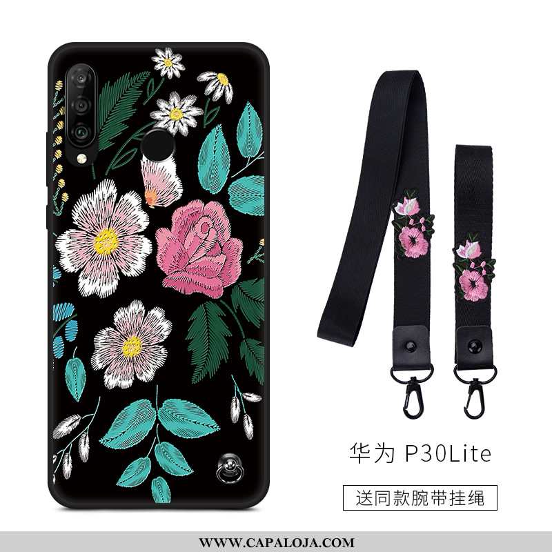 Capas Huawei P30 Lite Criativas Preto Minimalista Antiqueda, Capa Huawei P30 Lite Desenho Animado Ba