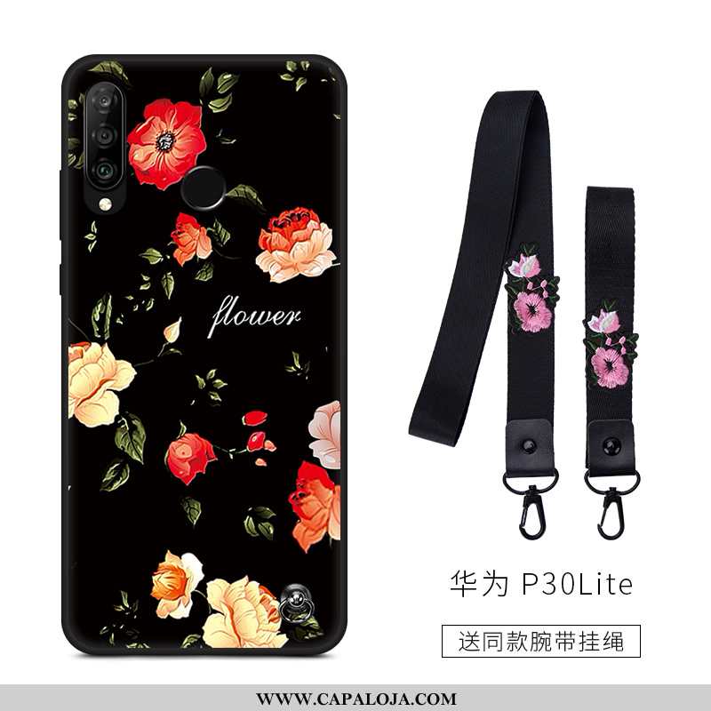 Capas Huawei P30 Lite Criativas Preto Minimalista Antiqueda, Capa Huawei P30 Lite Desenho Animado Ba