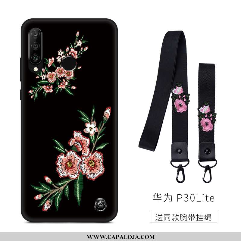 Capas Huawei P30 Lite Criativas Preto Minimalista Antiqueda, Capa Huawei P30 Lite Desenho Animado Ba