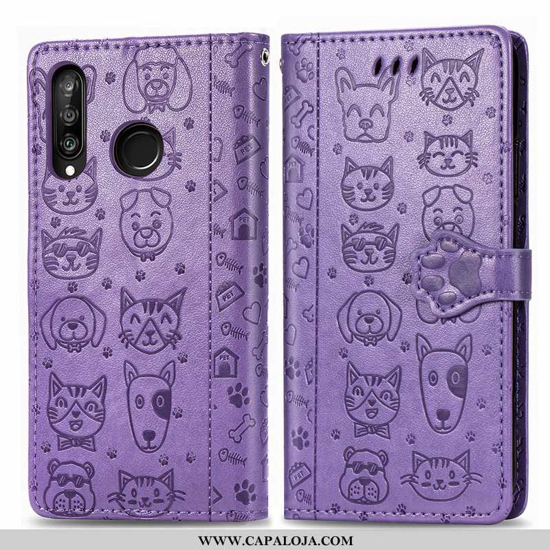 Capas Huawei P30 Lite Desenho Animado Gato Lisas Feminino Roxo, Capa Huawei P30 Lite Bonitos Baratos