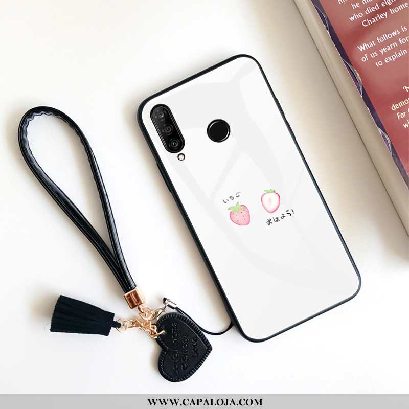 Capas Huawei P30 Lite Personalizada Moranguinho Vermelha Casal Branco, Capa Huawei P30 Lite Criativa