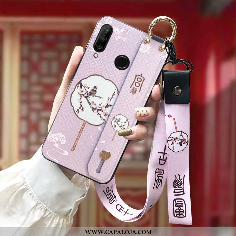 Capas Huawei P30 Lite Silicone Wrisband Protetoras Feminino Rosa, Capa Huawei P30 Lite Cordao Promoç