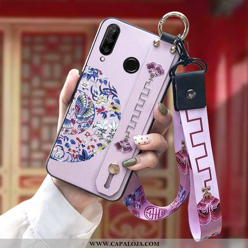 Capas Huawei P30 Lite Silicone Wrisband Protetoras Feminino Rosa, Capa Huawei P30 Lite Cordao Promoç