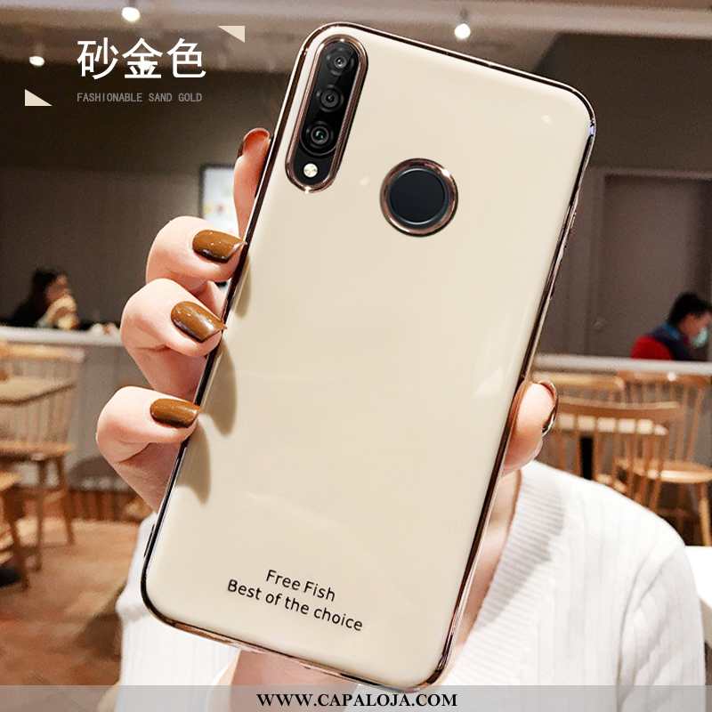 Capas Huawei P30 Lite Slim Telemóvel Personalizada Silicone Bege, Capa Huawei P30 Lite Soft Promoção