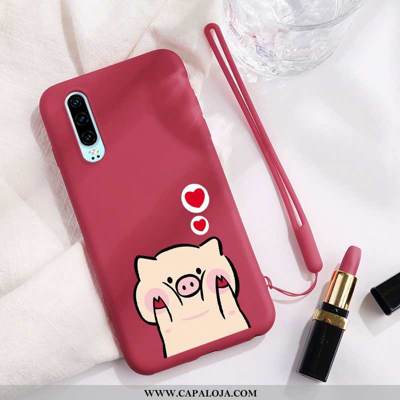 Capas Huawei P30 Personalizada Malha Estiloso Vermelho, Capa Huawei P30 Desenho Animado Online