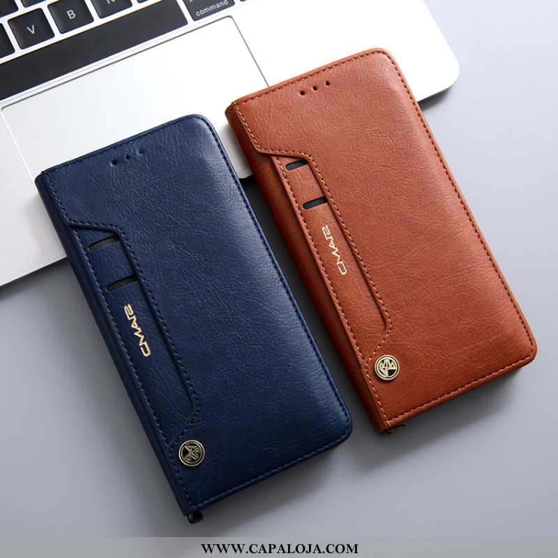 Capas Huawei P30 Pro Couro Antiqueda Carteira Azul Escuro, Capa Huawei P30 Pro Protetoras Barato