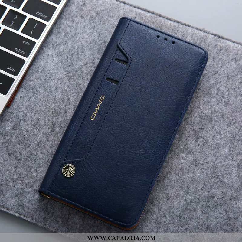 Capas Huawei P30 Pro Couro Antiqueda Carteira Azul Escuro, Capa Huawei P30 Pro Protetoras Barato