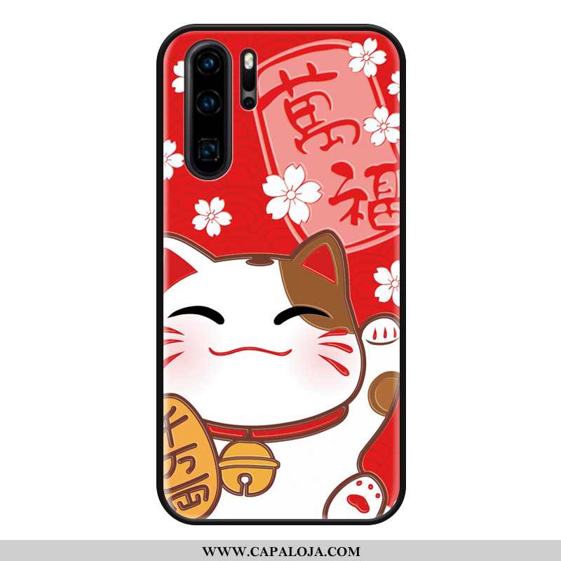 Capas Huawei P30 Pro Personalizada Antiqueda Gato Fosco Vermelho, Capa Huawei P30 Pro Criativas Bara