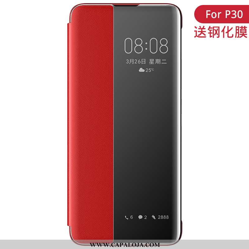 Capas Huawei P30 Protetoras Inteligente Original Feminino Vermelho, Capa Huawei P30 Acessorios Barat