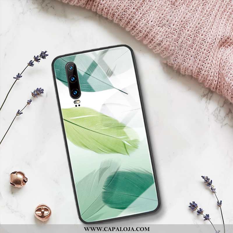 Capas Huawei P30 Silicone Verde Telemóvel Resistente, Capa Huawei P30 Vidro Barato