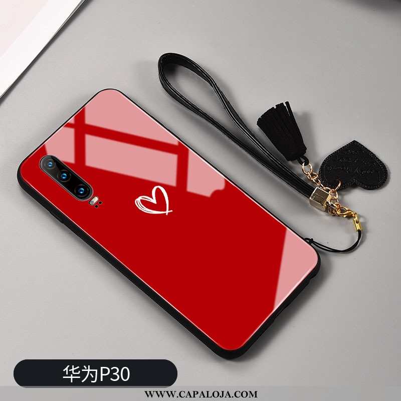 Capas Huawei P30 Vidro Protetoras Claro Feminino Vermelho, Capa Huawei P30 Estilosas Barato