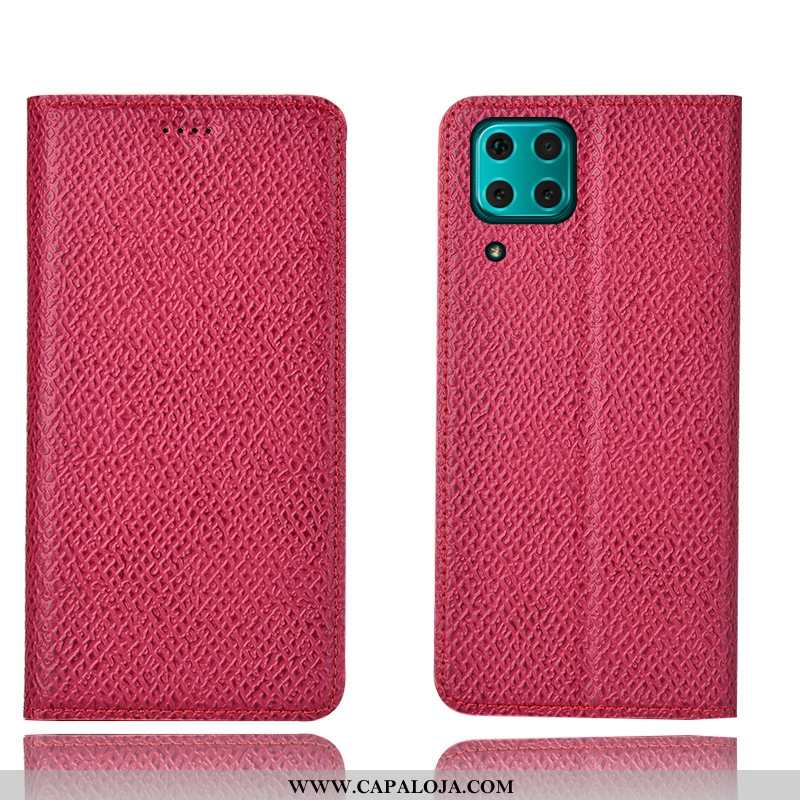 Capas Huawei P40 Lite Couro Genuíno Vermelha Cases Vermelho, Capa Huawei P40 Lite Protetoras Venda