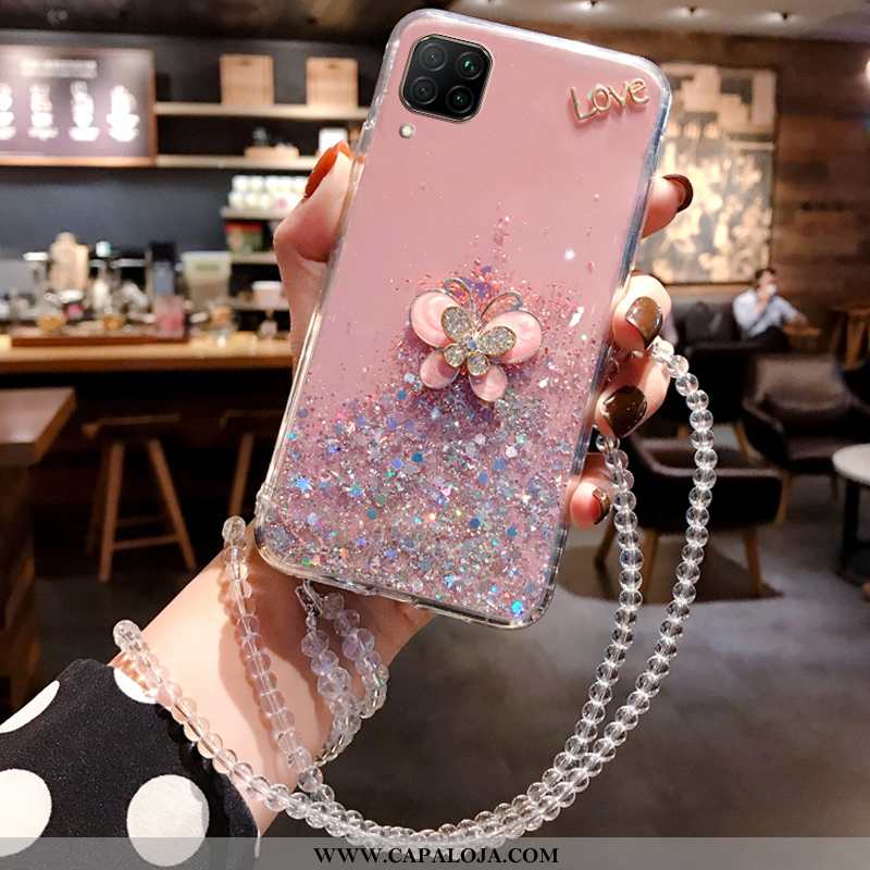 Capas Huawei P40 Lite Cravejada Cristais Moda Feminino Rosa, Capa Huawei P40 Lite Cordao Baratas