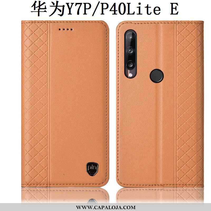 Capas Huawei P40 Lite E Couro Genuíno Amarela Telemóvel Cover Amarelo, Capa Huawei P40 Lite E Protet