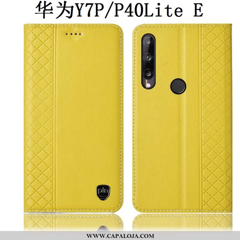 Capas Huawei P40 Lite E Couro Genuíno Amarela Telemóvel Cover Amarelo, Capa Huawei P40 Lite E Protet