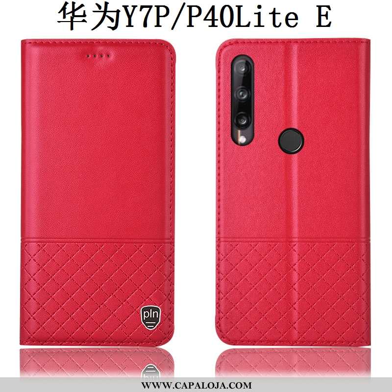 Capas Huawei P40 Lite E Couro Legitimo Cover Completa Vermelho, Capa Huawei P40 Lite E Protetoras Ba