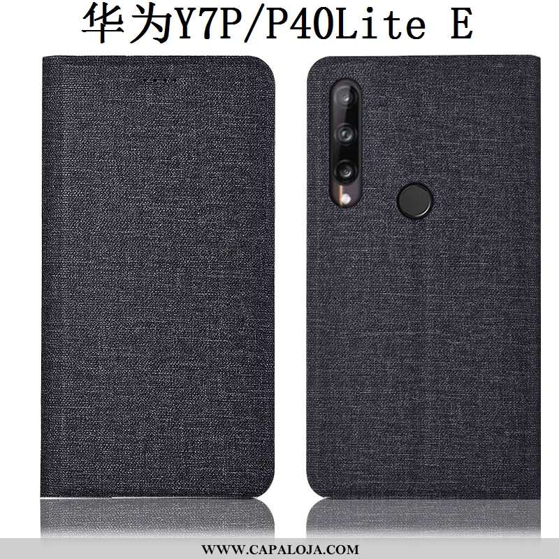 Capas Huawei P40 Lite E Protetoras Completa Couro Azul Escuro, Capa Huawei P40 Lite E Linho Baratas