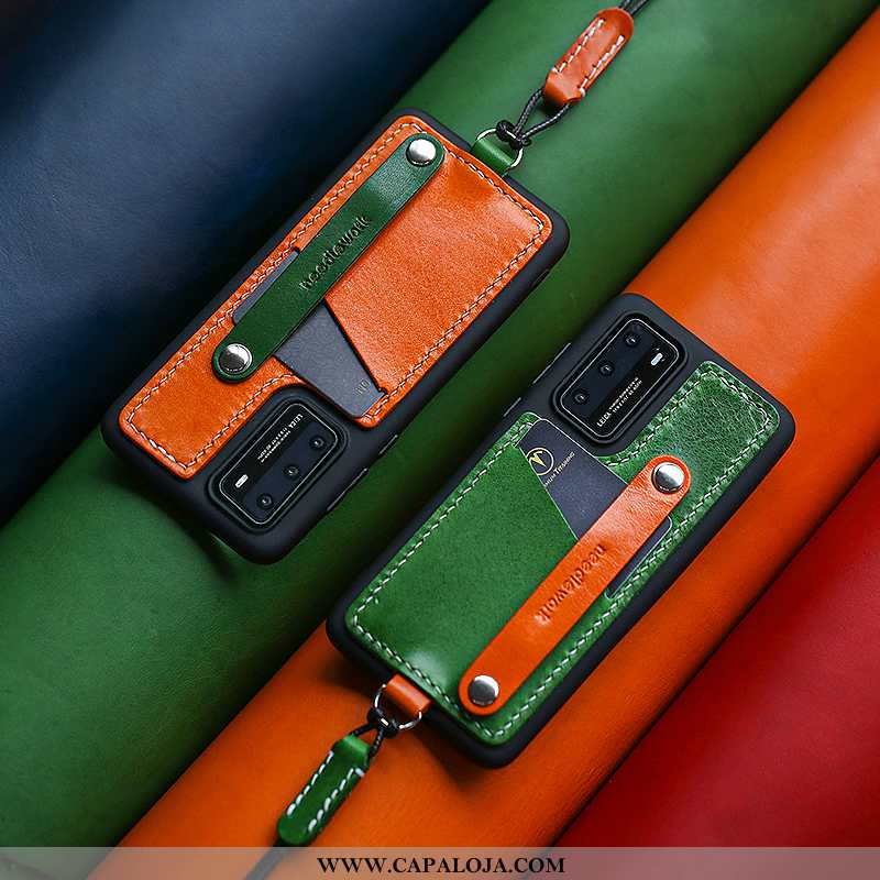 Capas Huawei P40 Pro Cordao Telemóvel Verde, Capa Huawei P40 Pro Couro Legitimo Venda