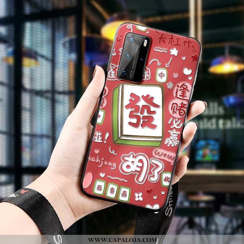 Capas Huawei P40 Pro Personalizado Bonitos Sorte Silicone Vermelho, Capa Huawei P40 Pro Criativas Ba