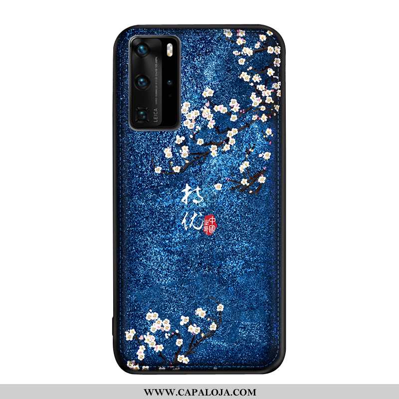 Capas Huawei P40 Pro Tendencia Telemóvel Florido Azul Escuro, Capa Huawei P40 Pro Protetoras Promoçã