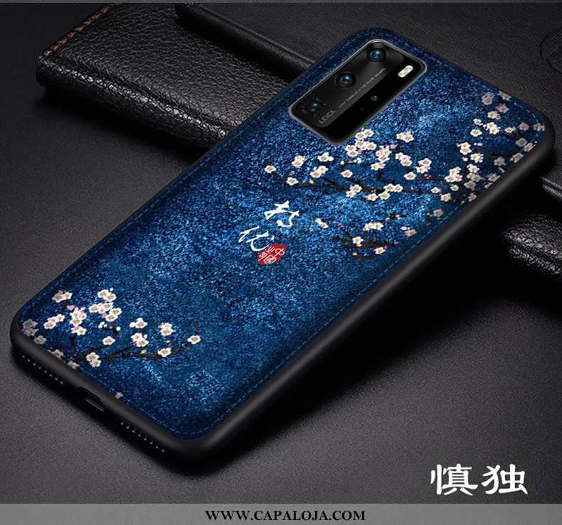 Capas Huawei P40 Pro Tendencia Telemóvel Florido Azul Escuro, Capa Huawei P40 Pro Protetoras Promoçã